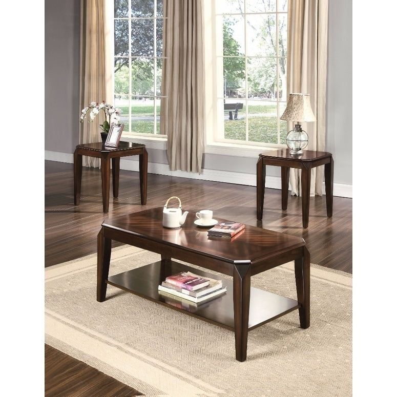 Docila 3Pc Pack Coffee End Table Set Walnut