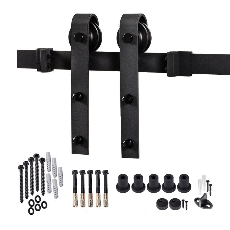Dogberry 78 3 4 In Matte Black Top Mount Barn Door Hardware