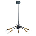 Dolcie Matte Black Antique Brass 6 Light Metal Starburst Chandelier