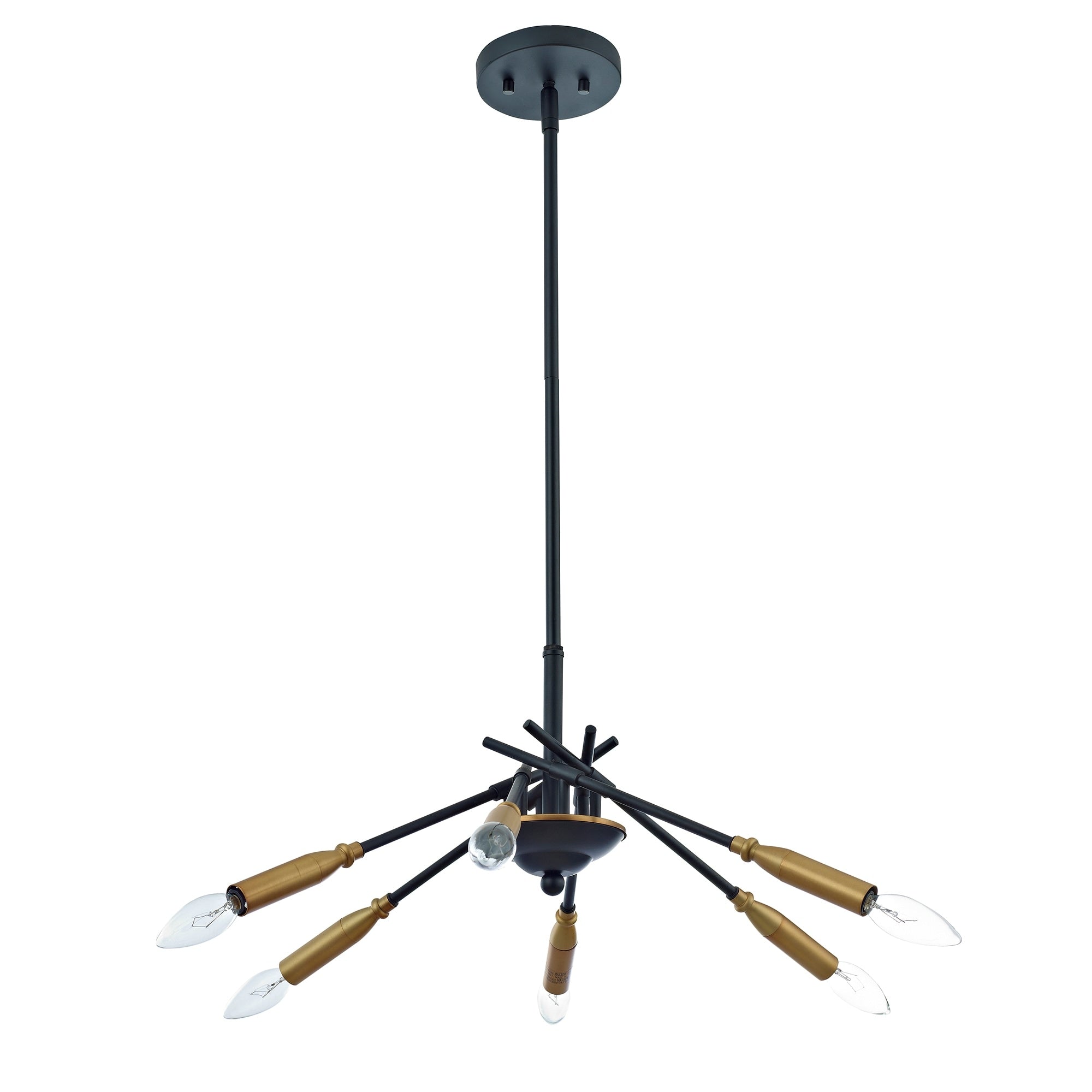 Dolcie Matte Black Antique Brass 6 Light Metal Starburst Chandelier