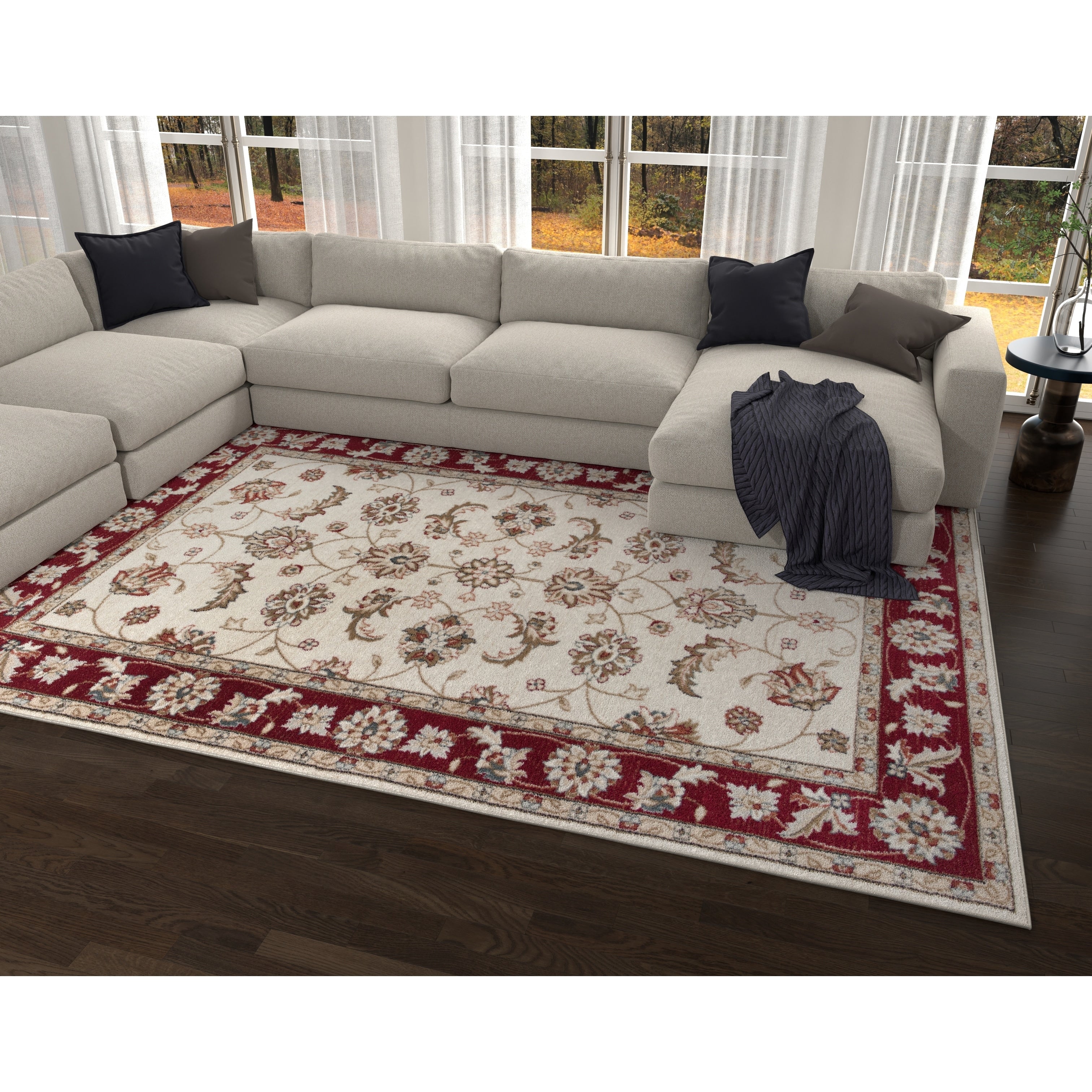 Domani Avon Beige Ivory Traditional Runner Rug