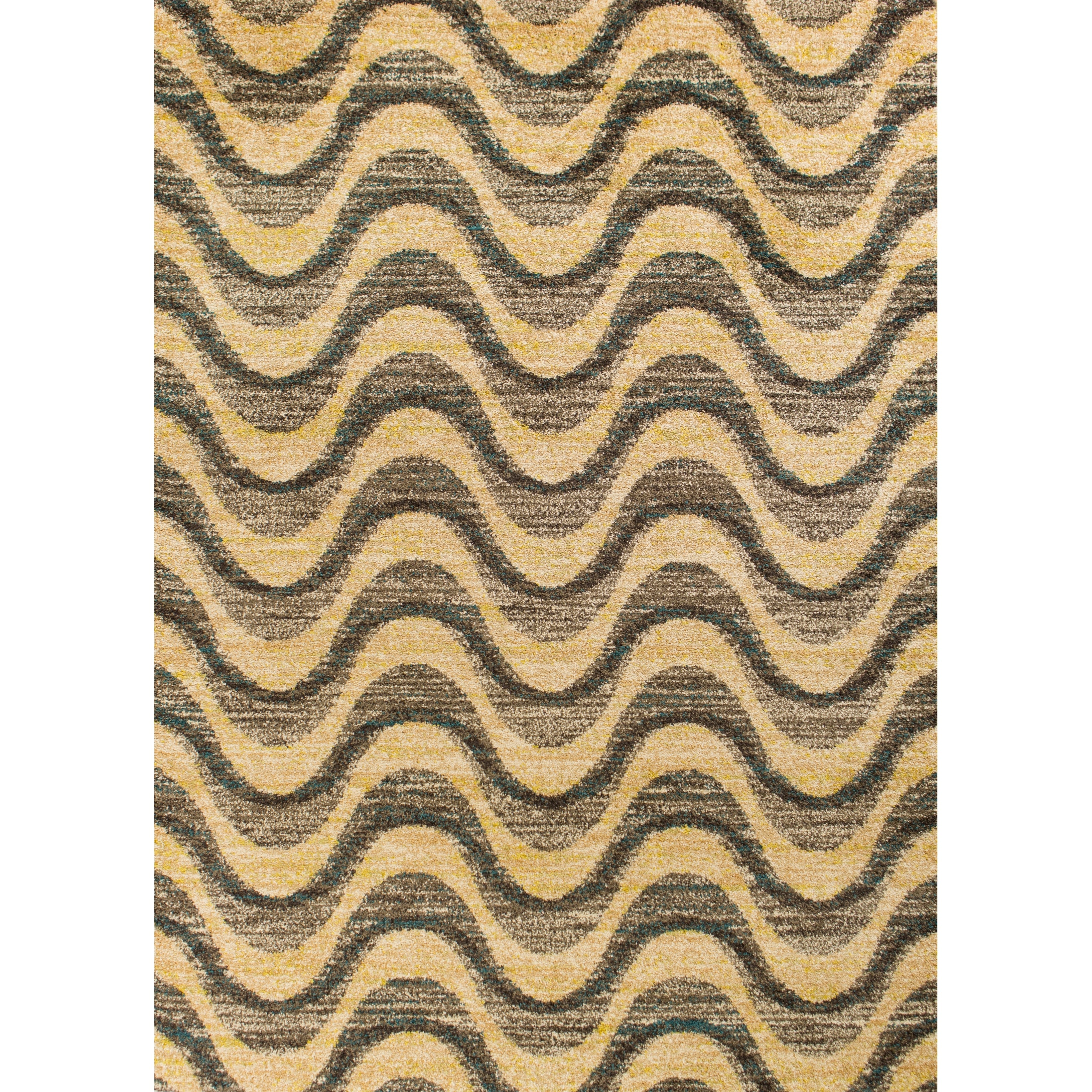 Domani Catalonia Modern Grey Sand Geometric Wave Area Rug