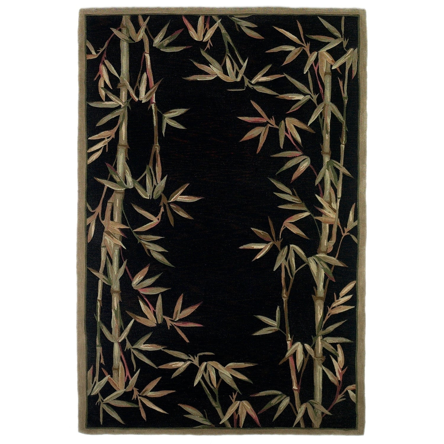 Kas Sparta Black Bamboo Border Runner Rug 26 X 10 Runner