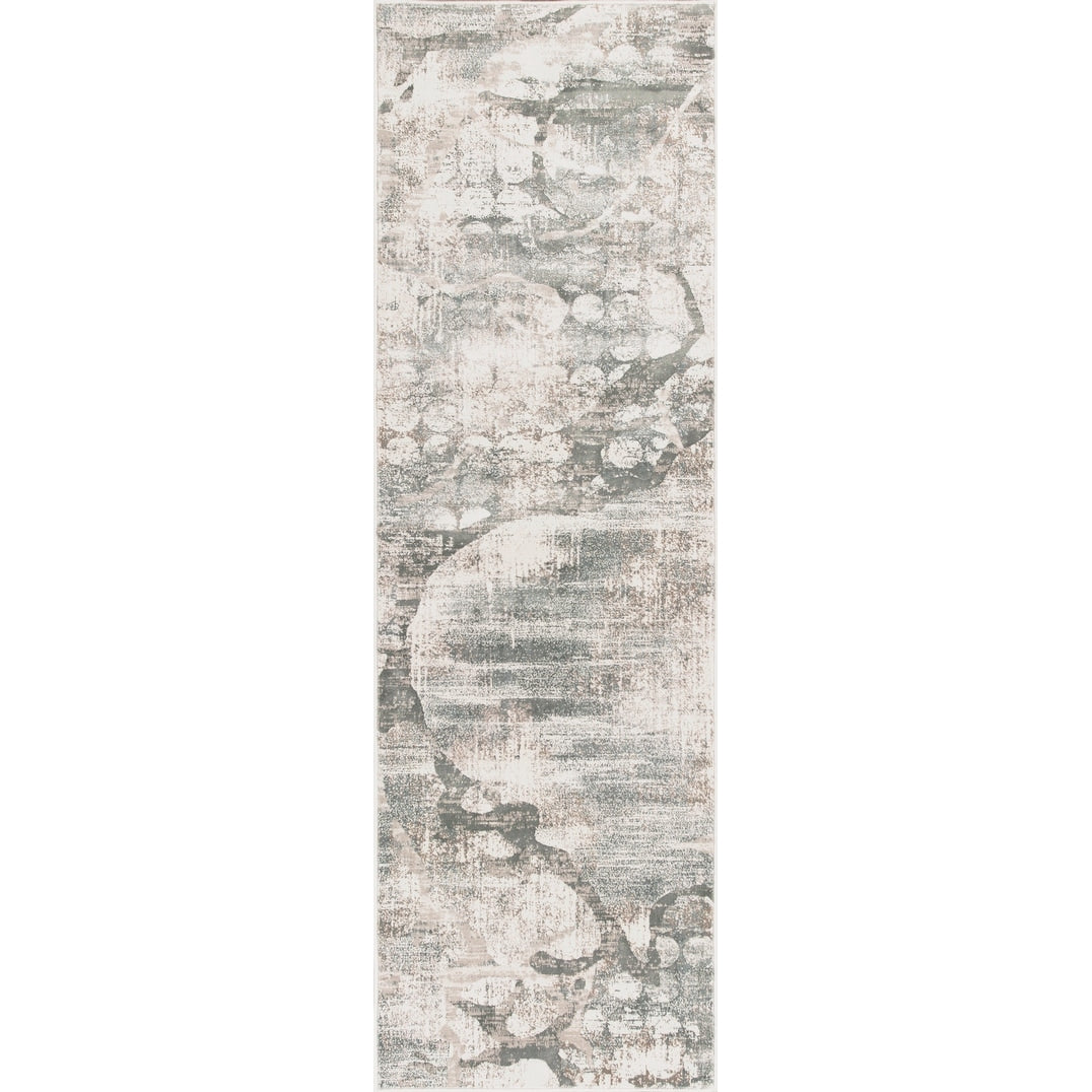 Domani Ekaterina Ivory Mist Distressed Abstract Runner Rug