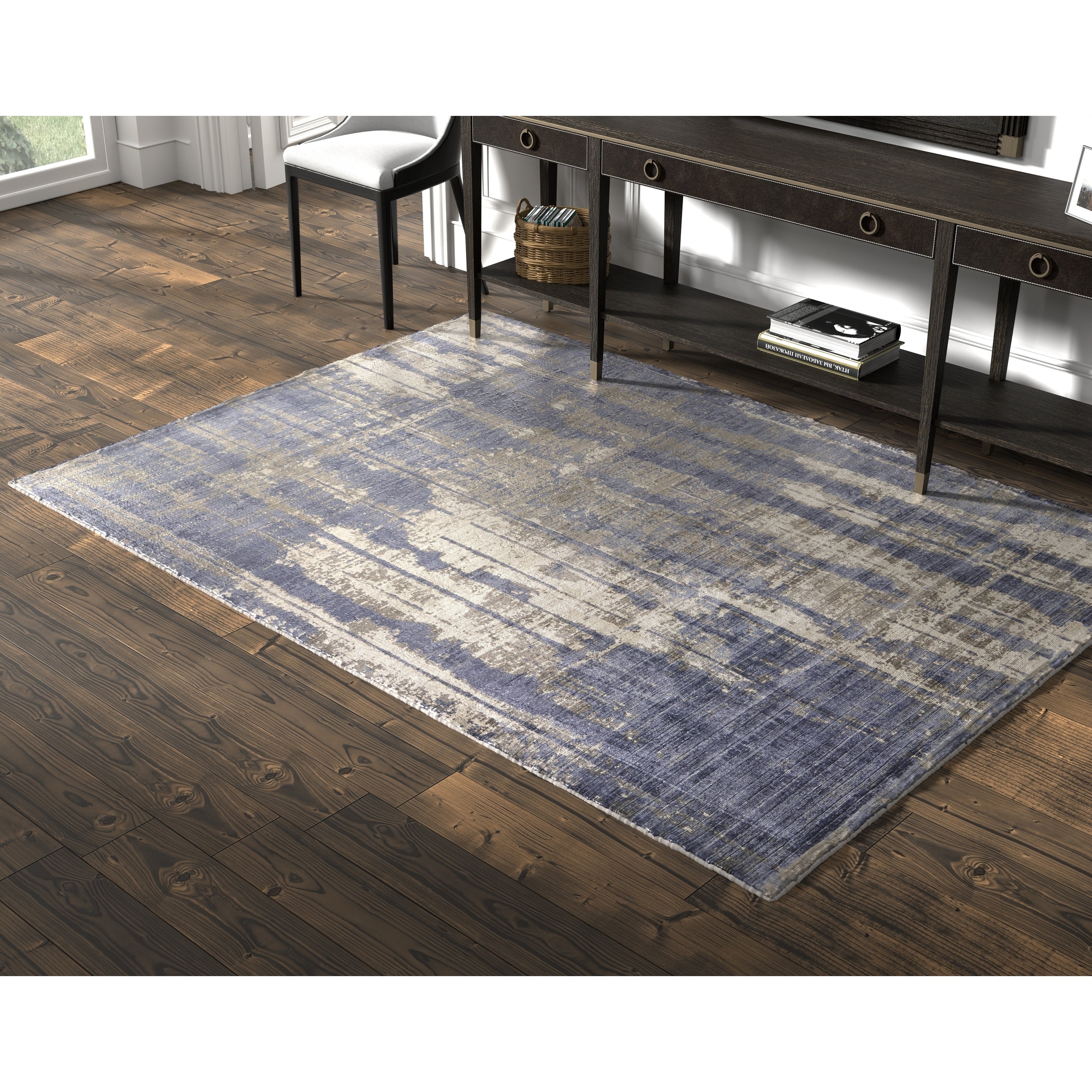Domani Grey Blue Transitional Drip Area Rug