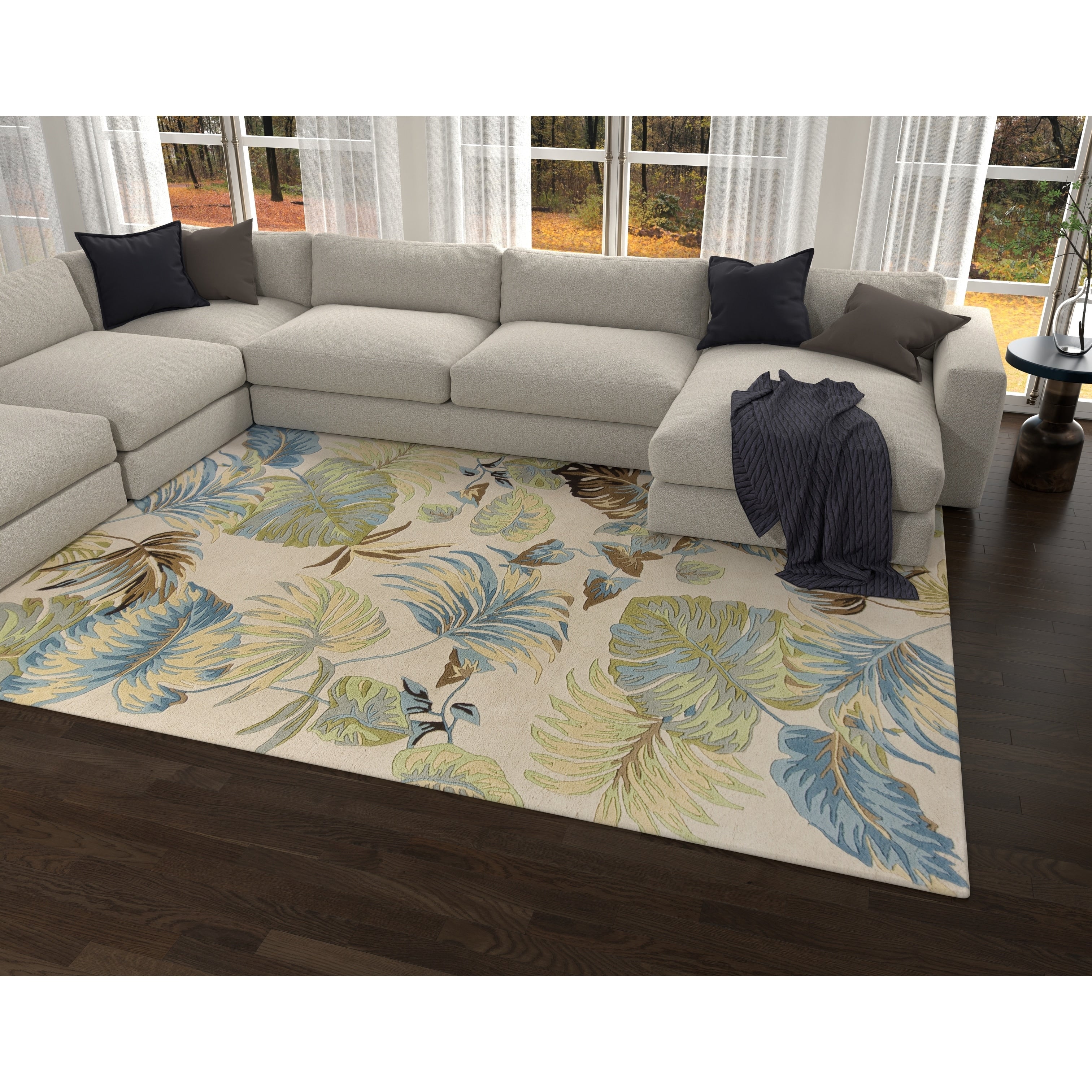 Domani Camila Ivory Blue Botanical Tropics Area Rug
