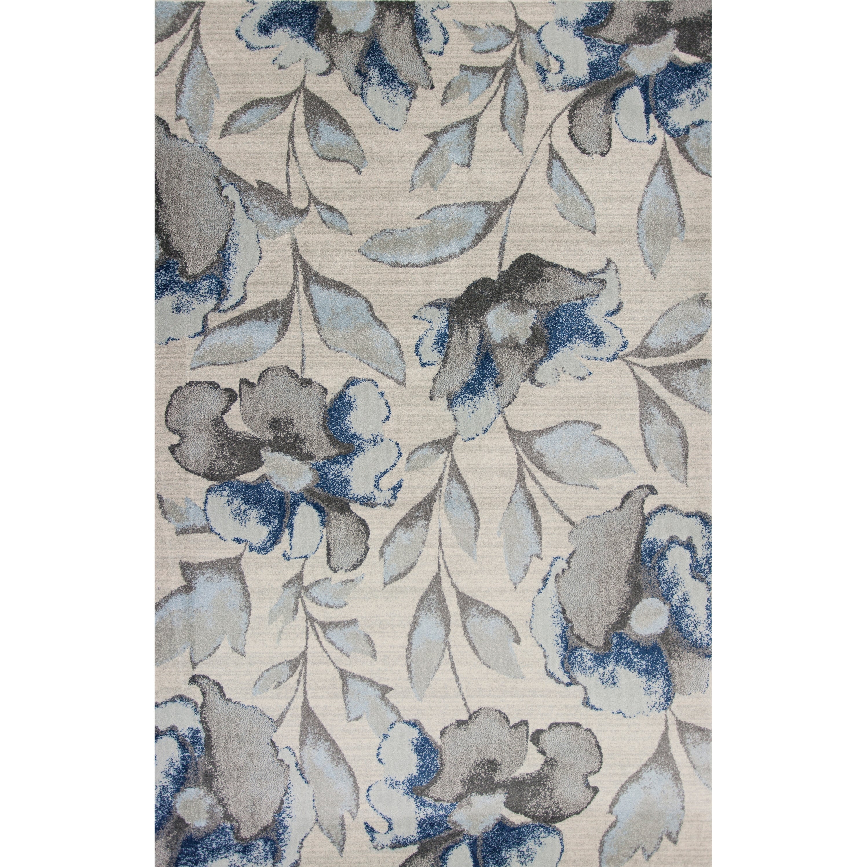 Domani Kai Grey Blue Watercolor Florals Area Rug