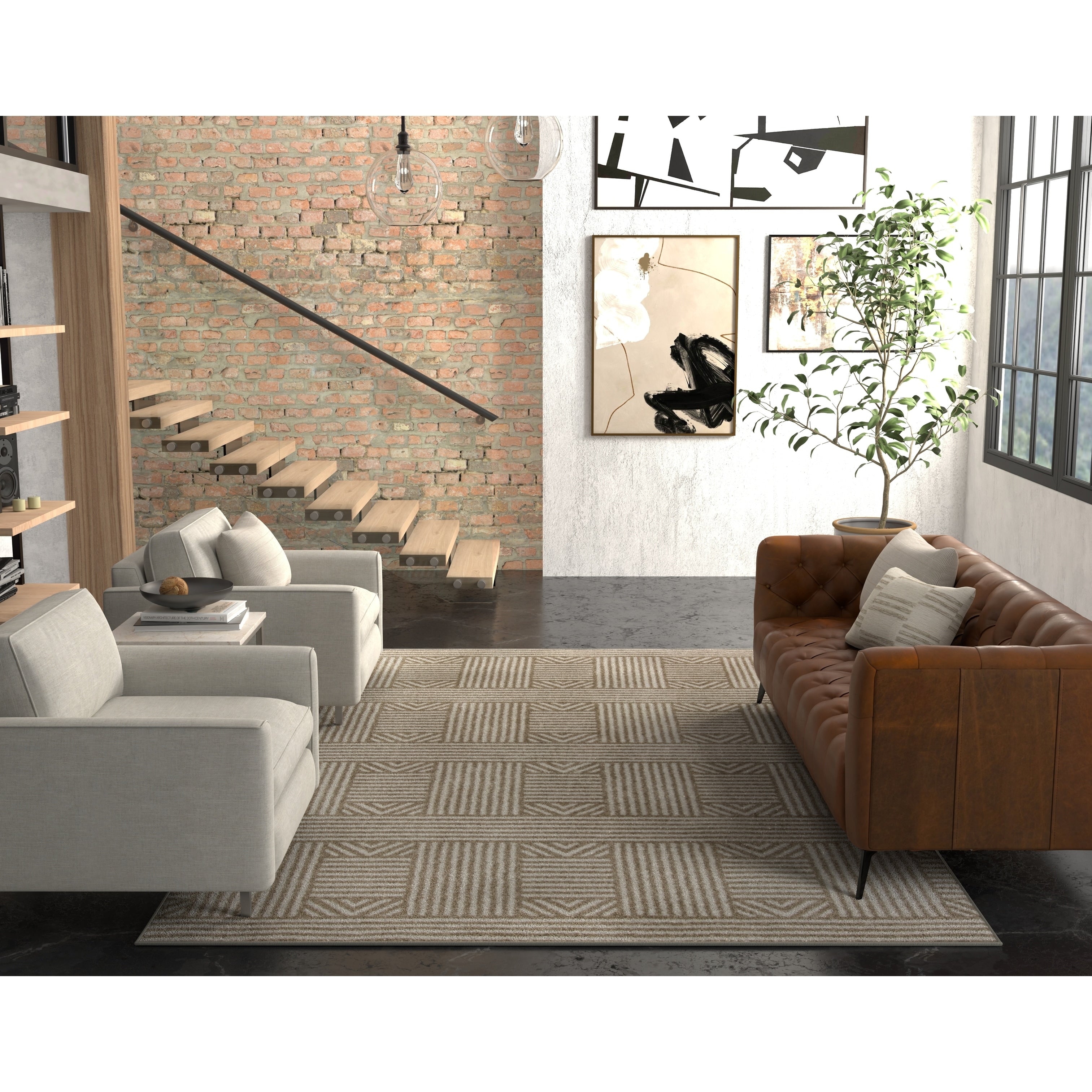 Domani Lesedi Beige Weave Area Rug