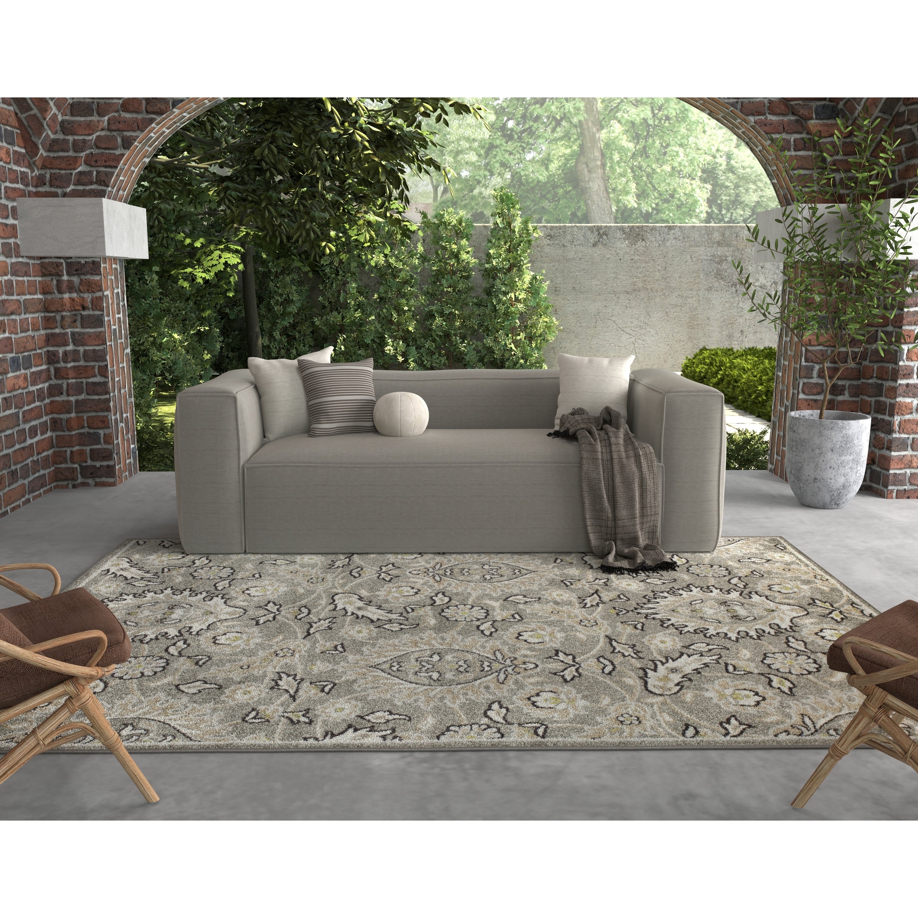 Domani Lesedi Grey Traditional Flair Area Rug