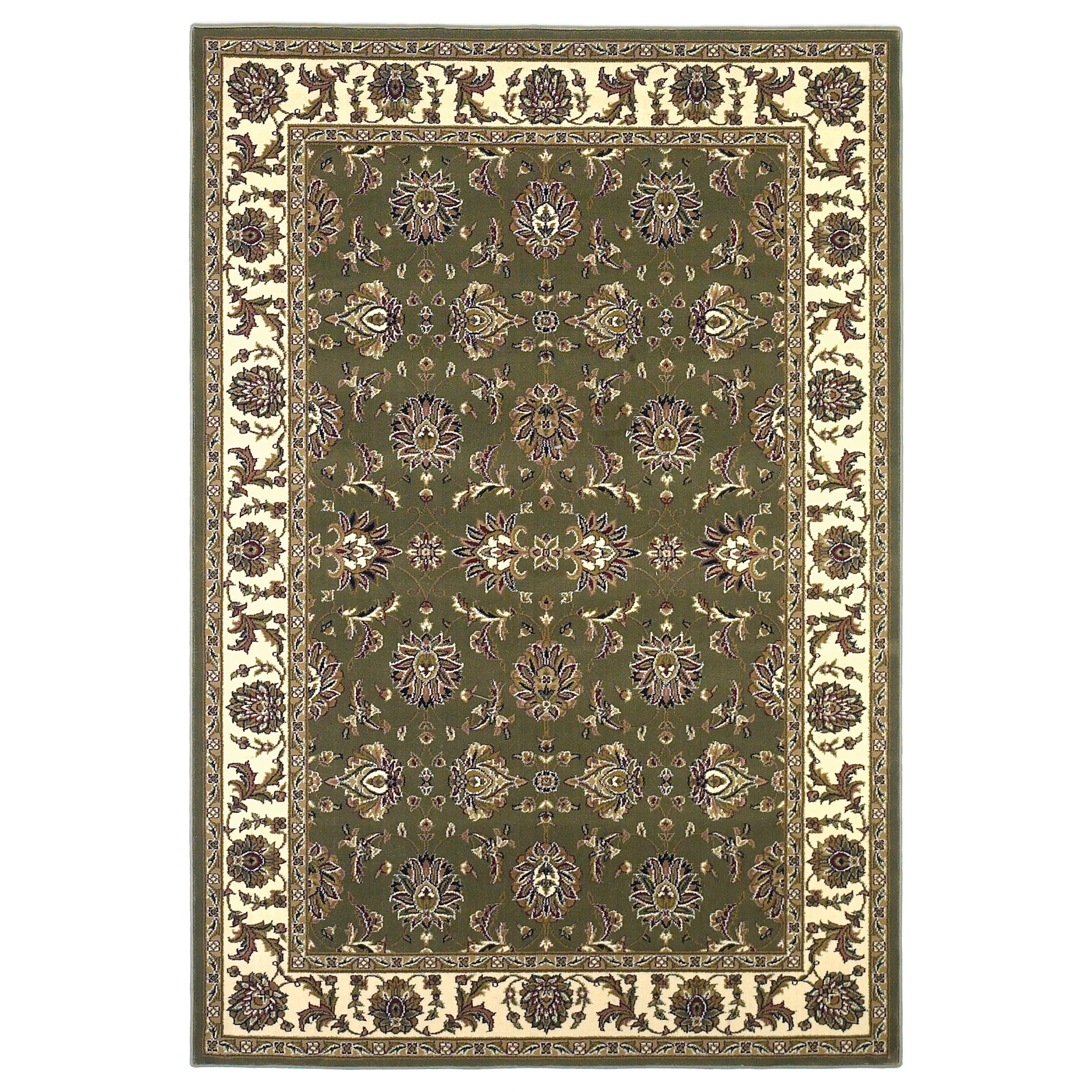 Domani Lexington Traditional Green Ivory Medallion Area Rug