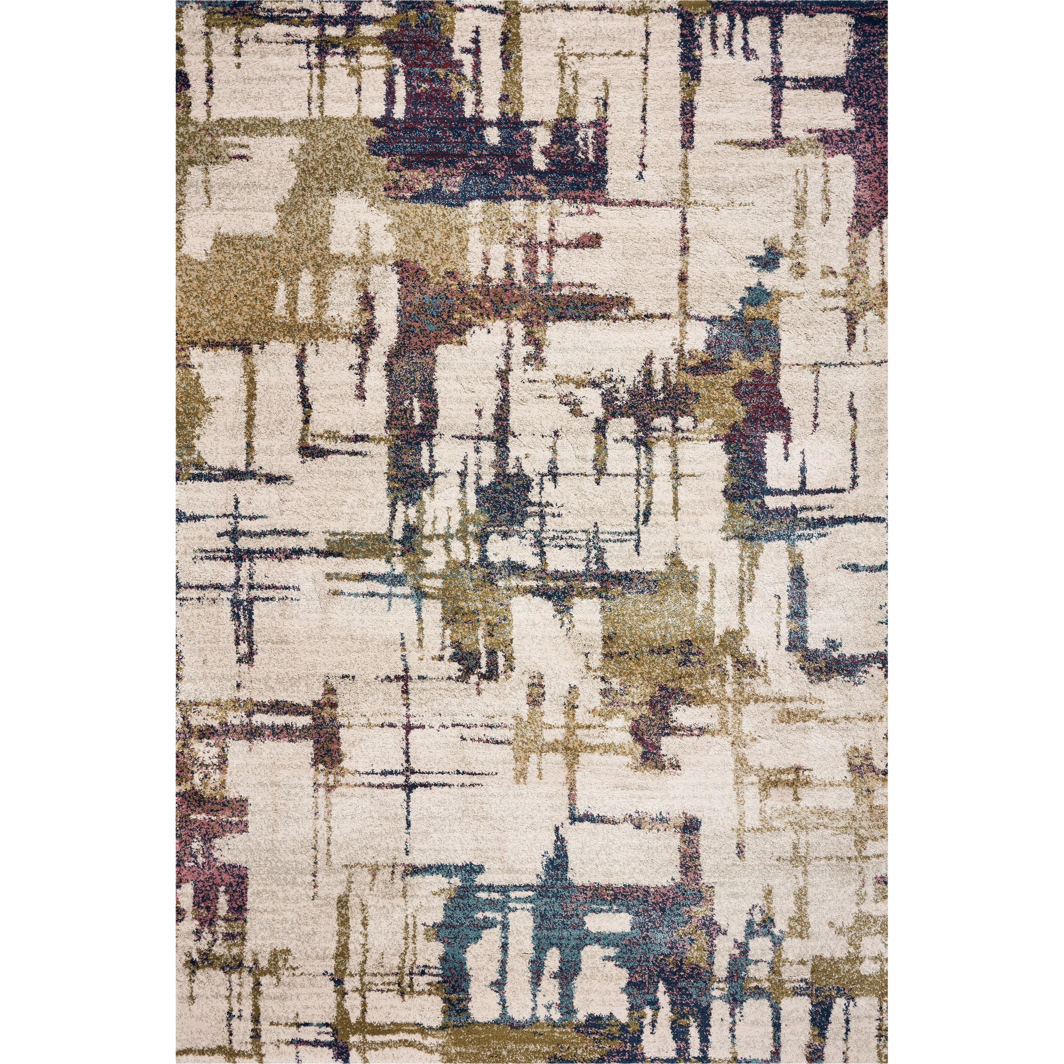 Domani Portland Abstract Ivory Brushstroke Area Rug