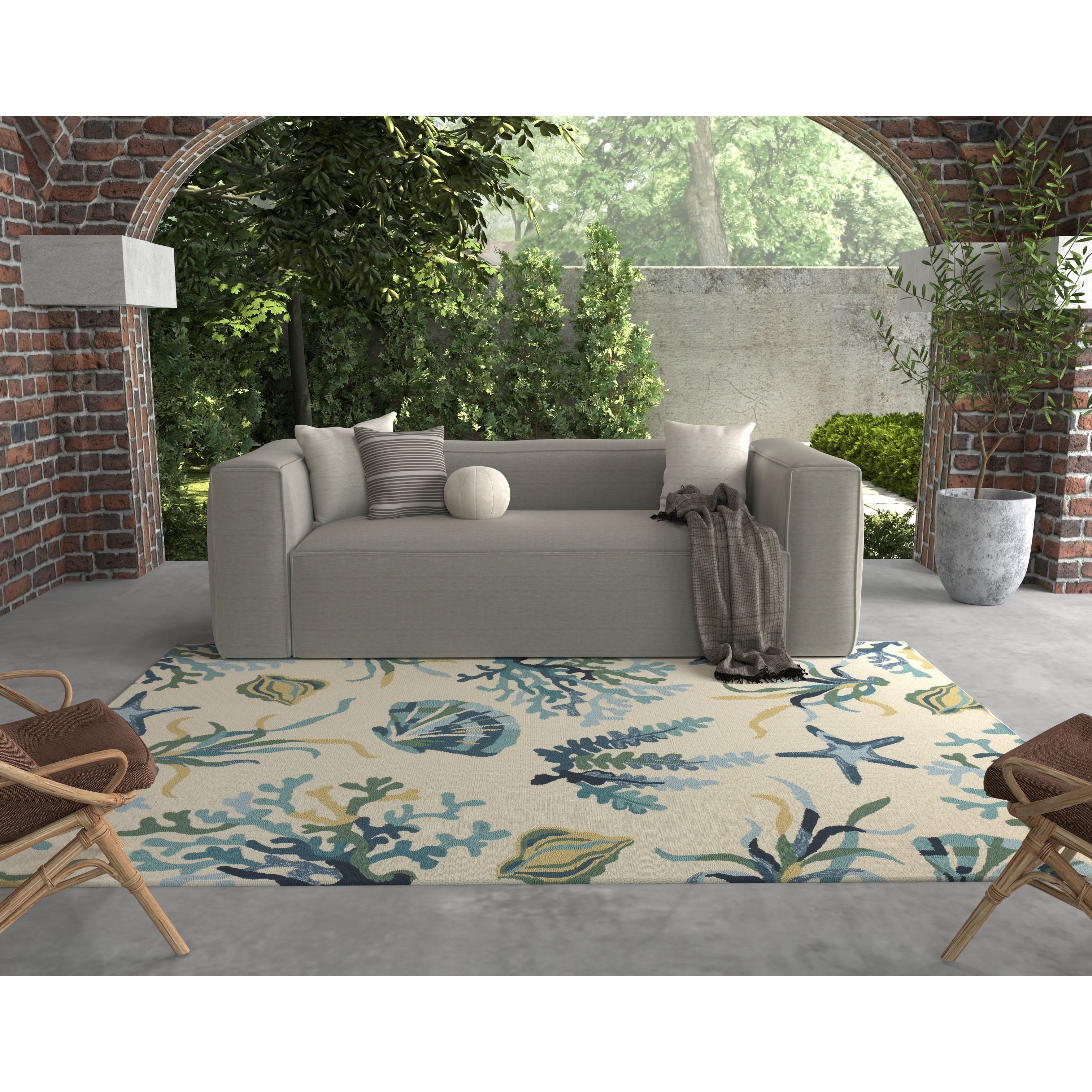 Kas Harbor Ivory Blue Oceana Rug 33 X 53