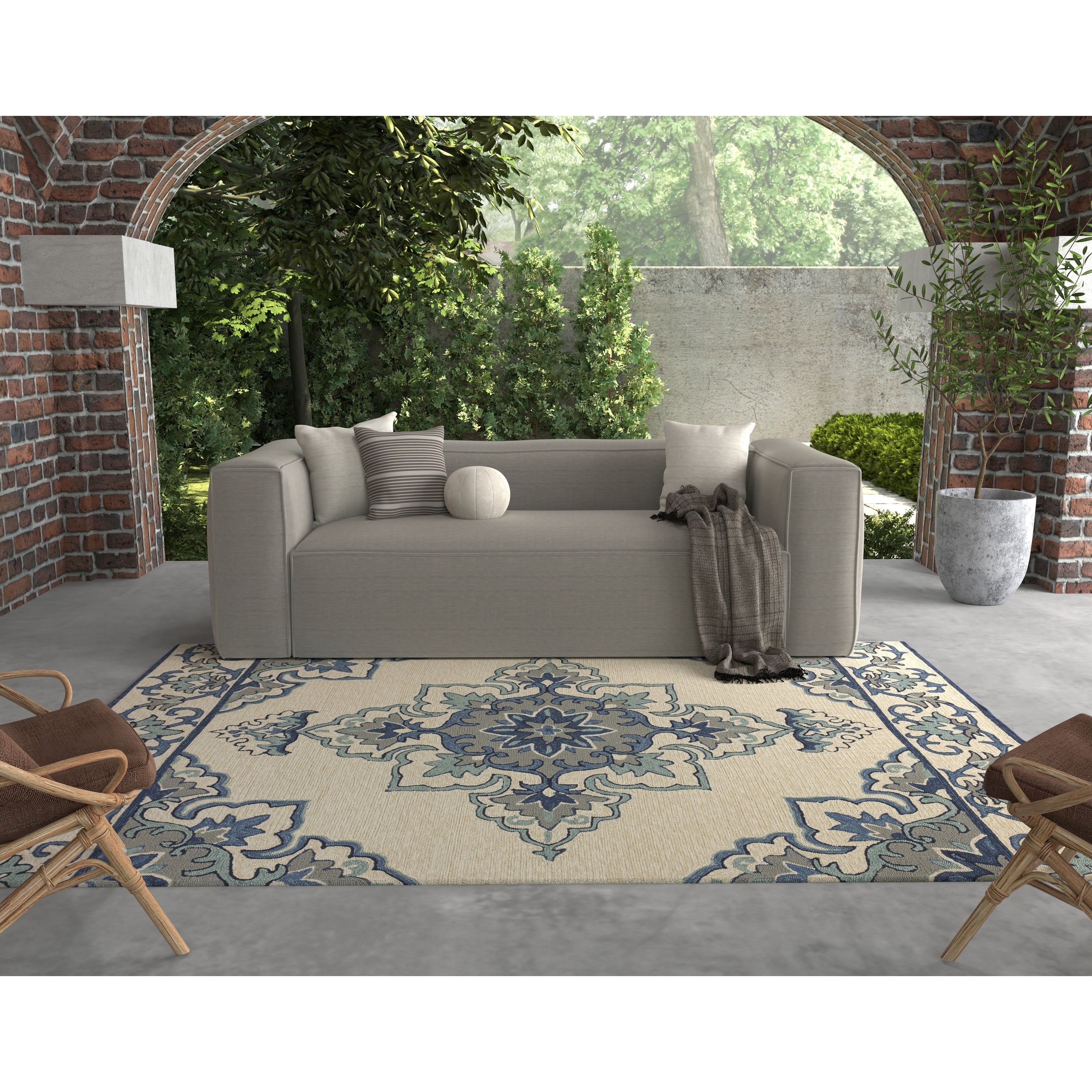 Kas Harbor Ivory Blue Serafina Rug 76 X 96