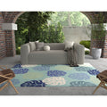 Kas Harbor Turquoise Palms Outdoor Rug 2 X 3