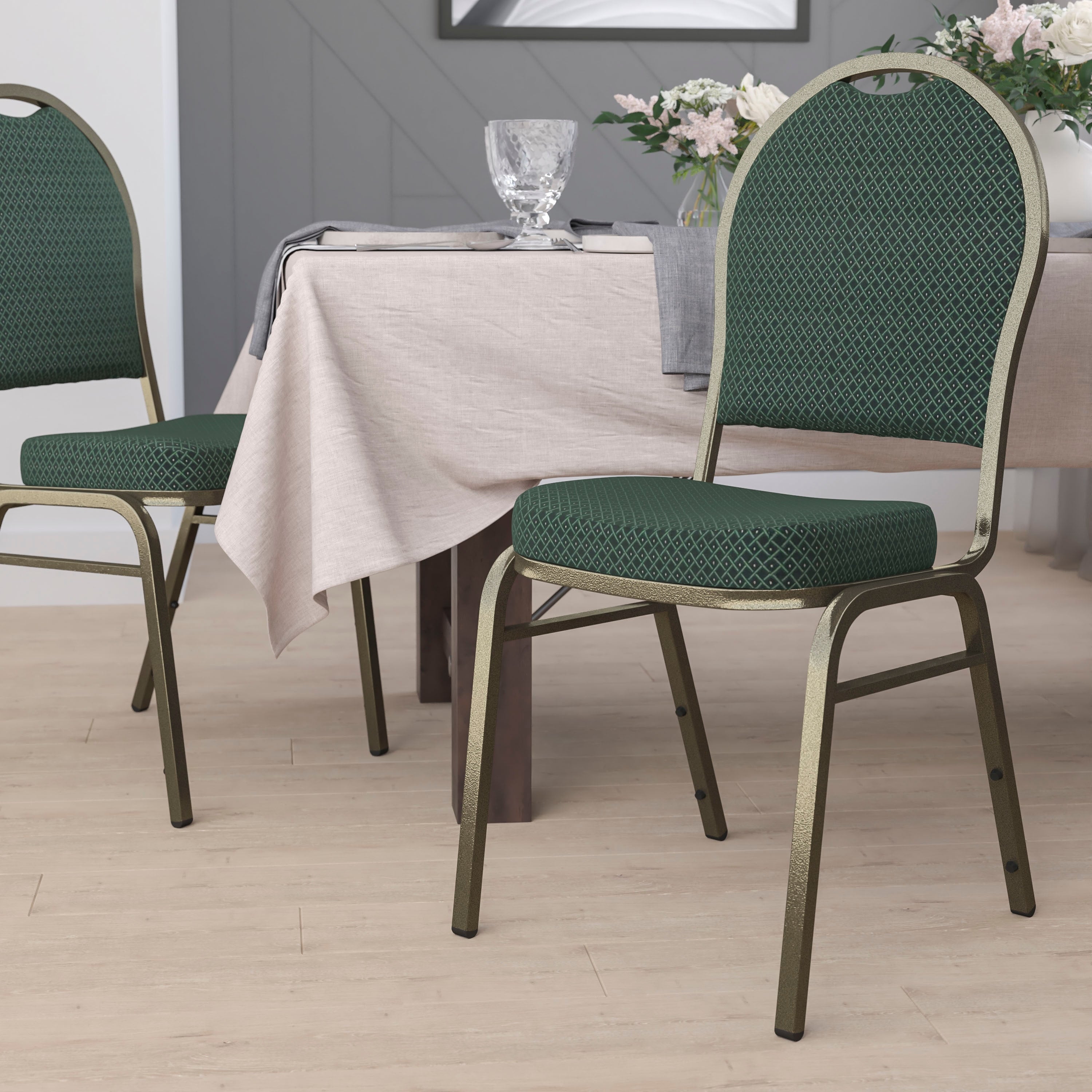 Dome Back Stacking Banquet Chair Gold Vein Frame