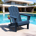Domi Folding Adirondack Chair Wooden Textured With Cup Holder Hdpe