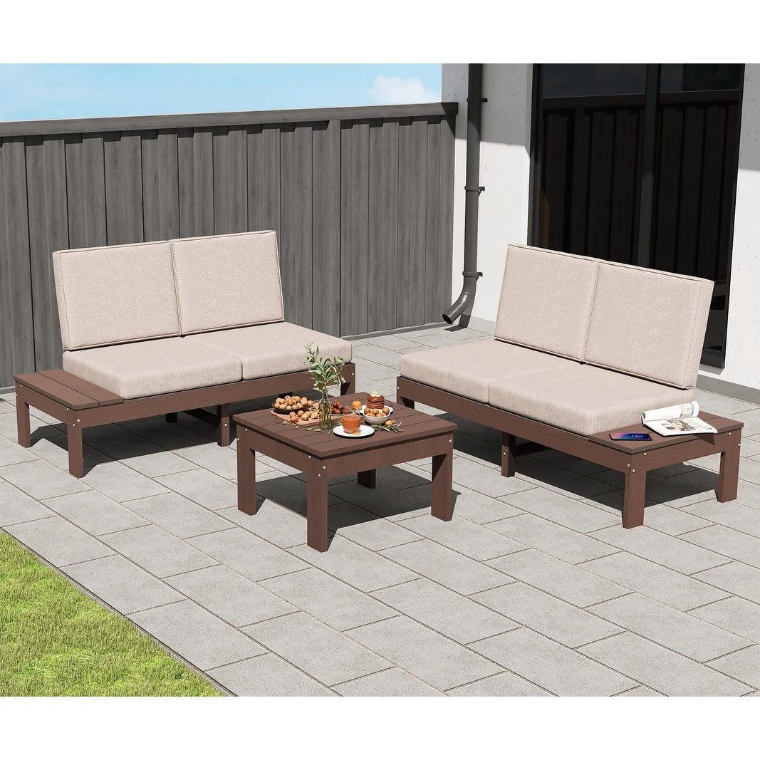 Domi Hdpe Outdoor Patio Sofa Set 5 Piece Modern Conversation Set With Left Right Arm Sofas Cushioned Sectional Seating