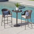 Dominica Outdoor 3 Piece Wicker 40 Inch Round Bar Set With Cushions By Christopher Knight Home