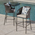 Dominica Outdoor Wicker Barstool With Cushions Set Of 2 By Christopher Knight Home