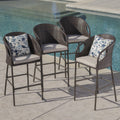 Dominica Outdoor Wicker Barstool With Cushions Set Of 4 By Christopher Knight Home