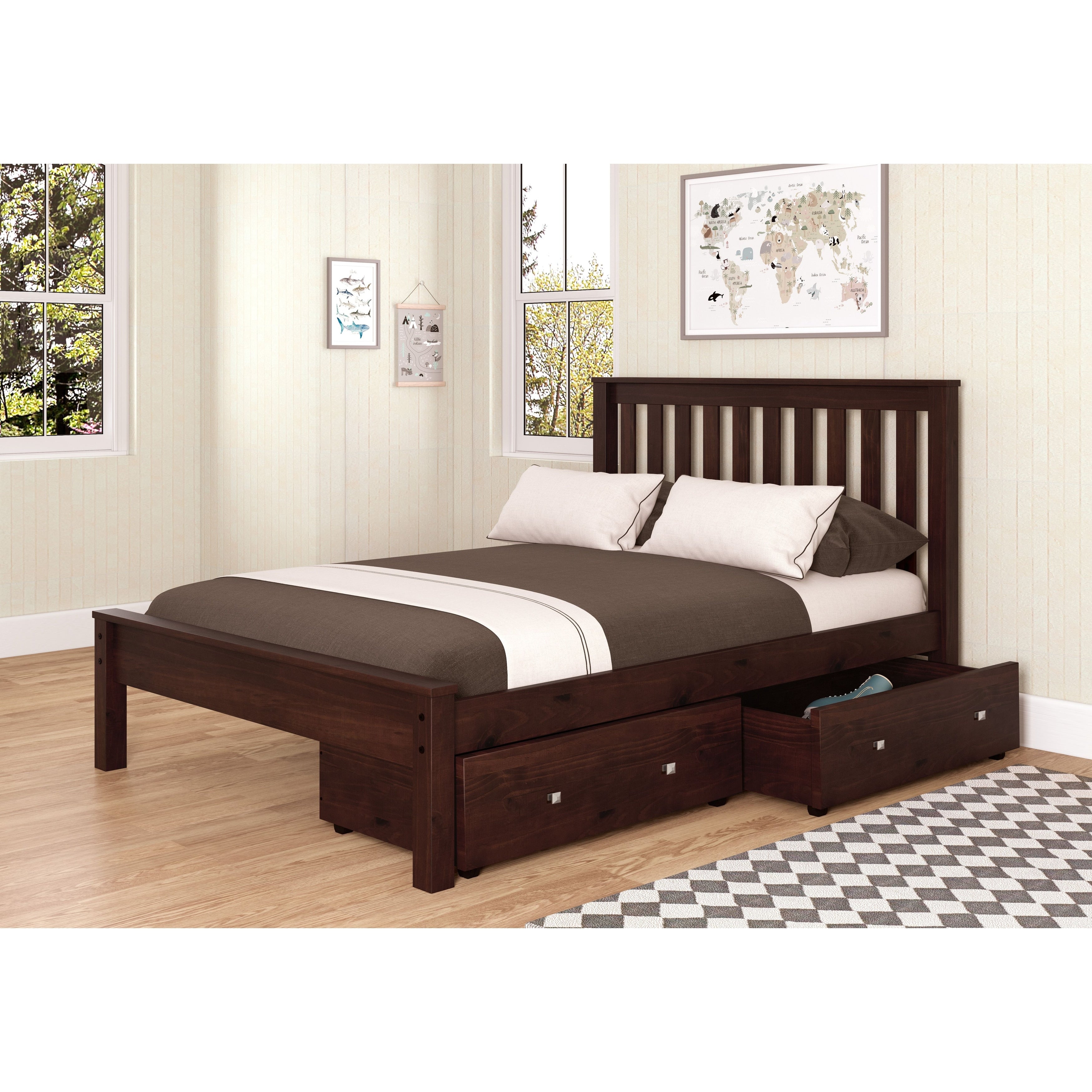 Donco Kids Full Size Contempo Bed With Dual Under Bed Drawers