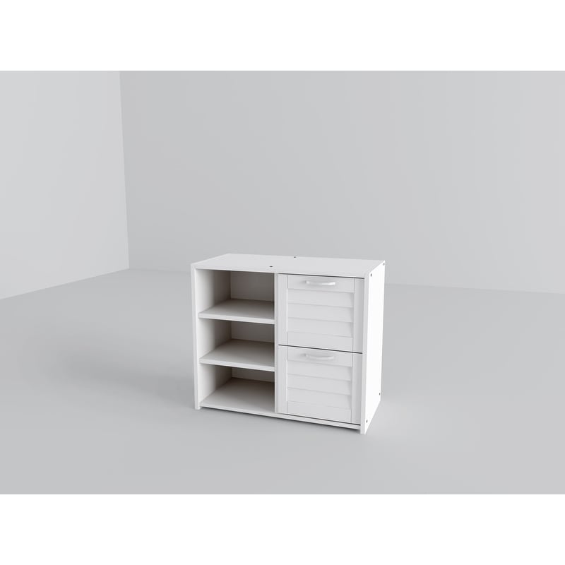 Donco Kids Louver 2 Drawer Chest With Shelves In White