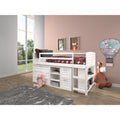 Donco Kids Twin Louver Low Loft In White With 3 Drawer Chest 2 Drawer Chest With Shelves And Bookcase