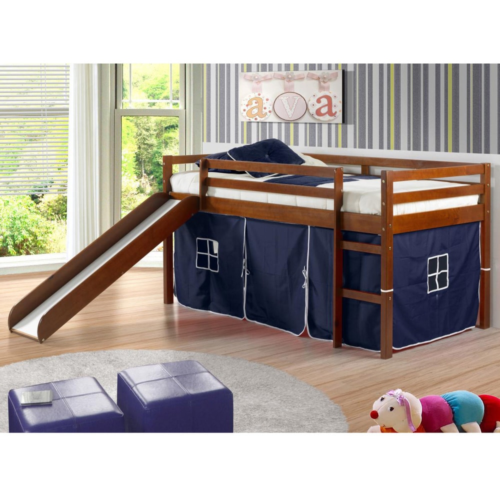 Donco Kids Twin Size Tent Loft Bed With Slide