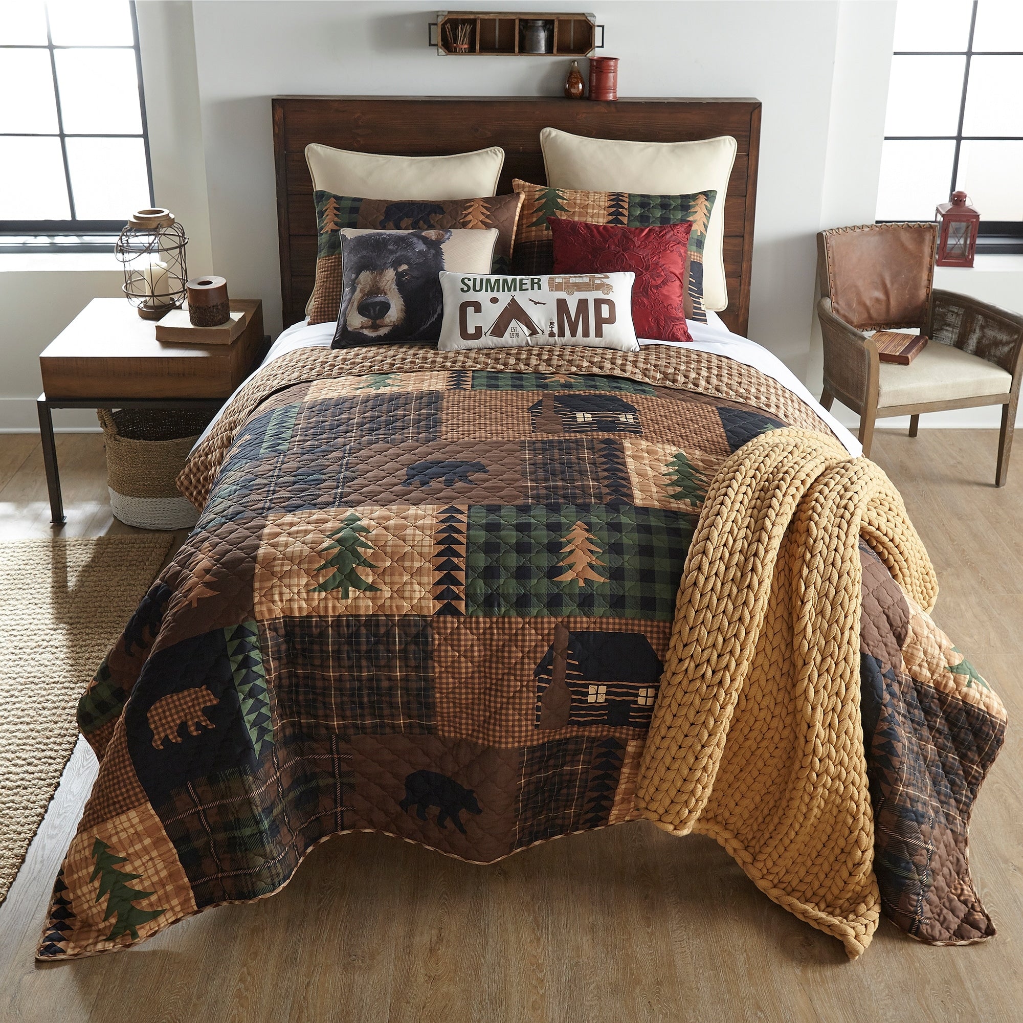 Brown Bear Cabin Microfiber Bedding Set