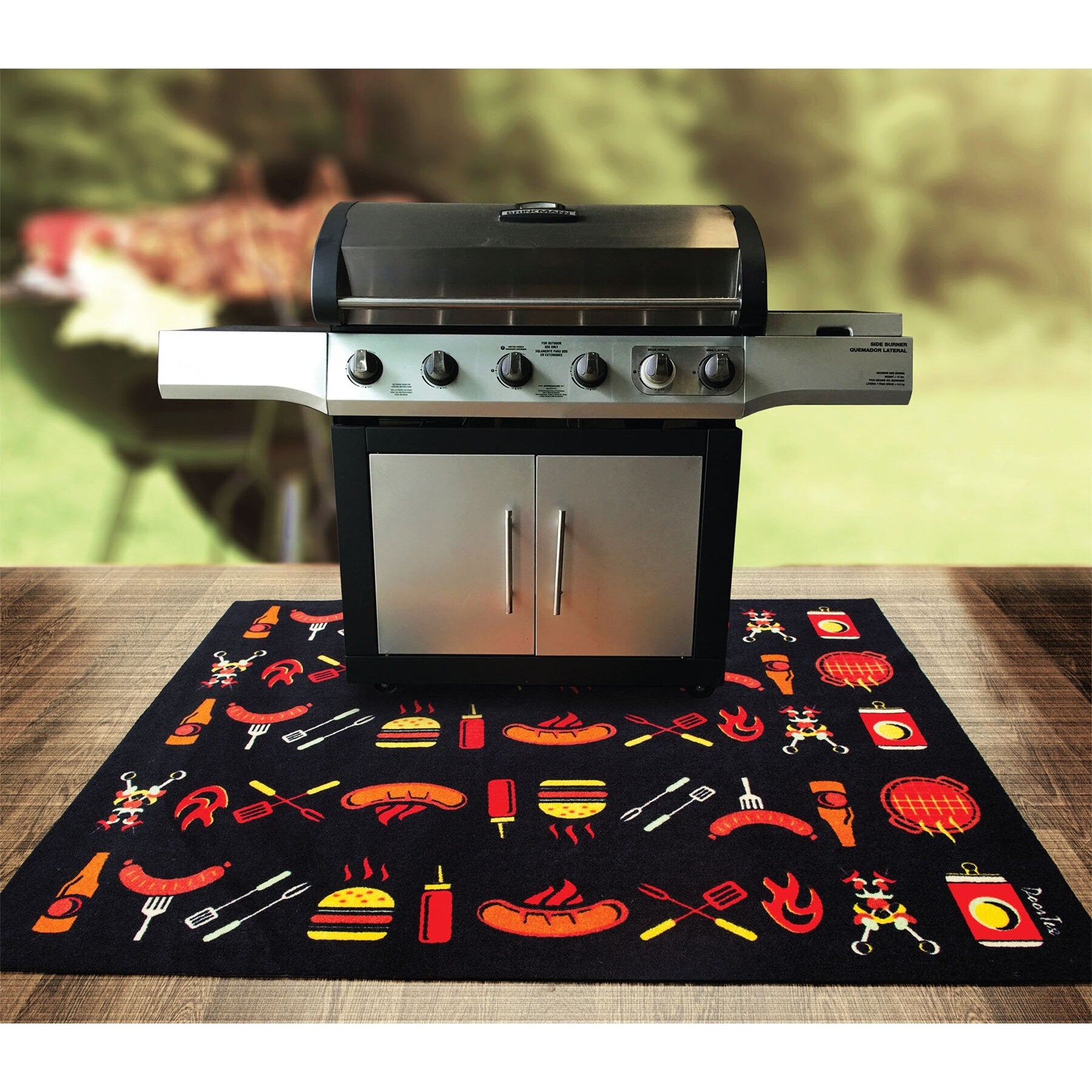 Doortex Bbq Mat Under Grill Mat Fire Retardant And Flame Resistant Mat With Flame Design Size 39 X 60