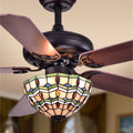 Doretta Tiffany Bowl 3 Light 5 Blade 42 Inch Ceiling Fan