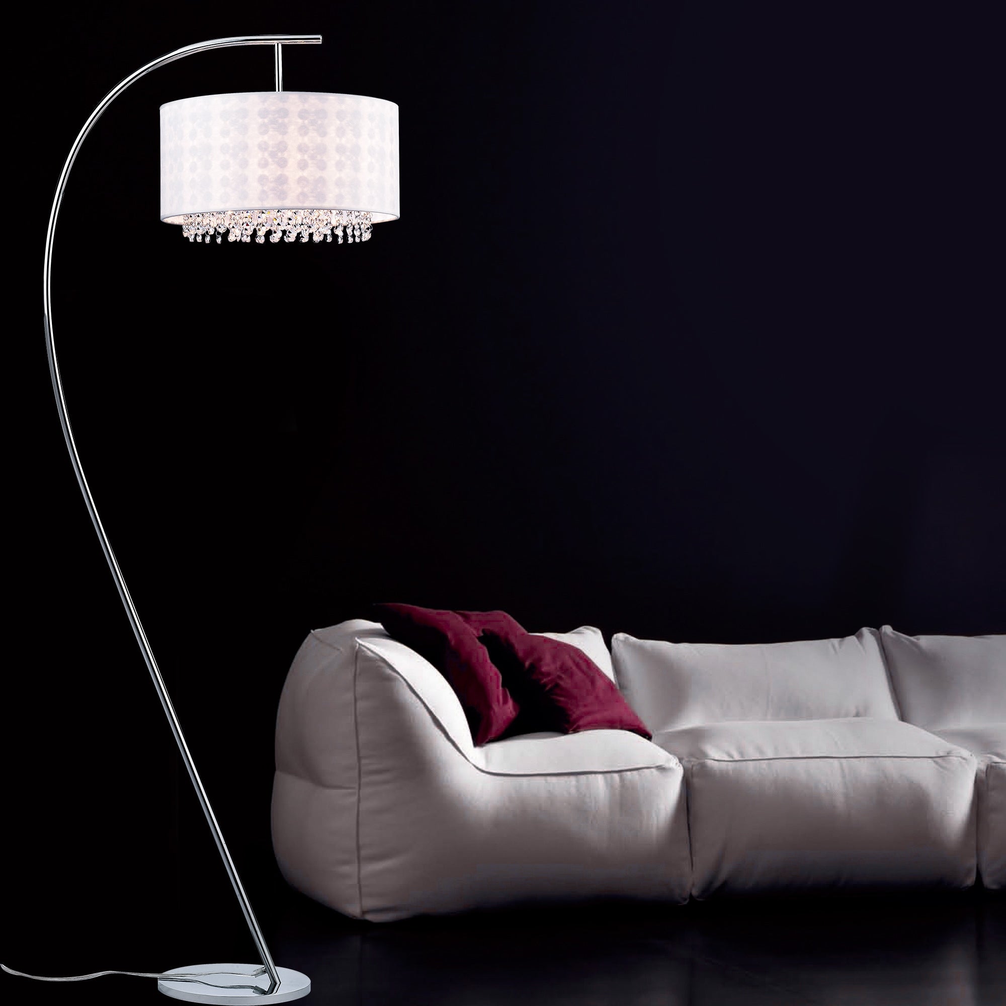 Dorita White Fabric 49 Inch 1 Light Arched Floor Lamp