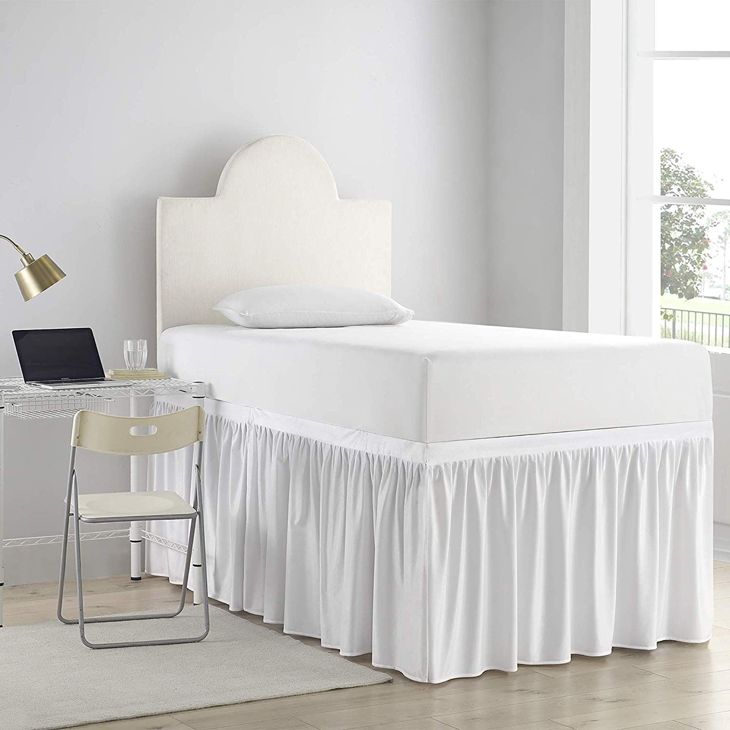 Dorm Sized Cotton Bed Skirt Panel With Ties 3 Panel Set