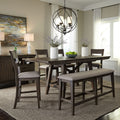 Double Bridge Dark Chestnut 6 Piece Splat Back Gathering Dinette Set