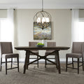 Double Bridge Dark Chestnut And Grey 5 Piece Upholstered Gathering Dinette Set