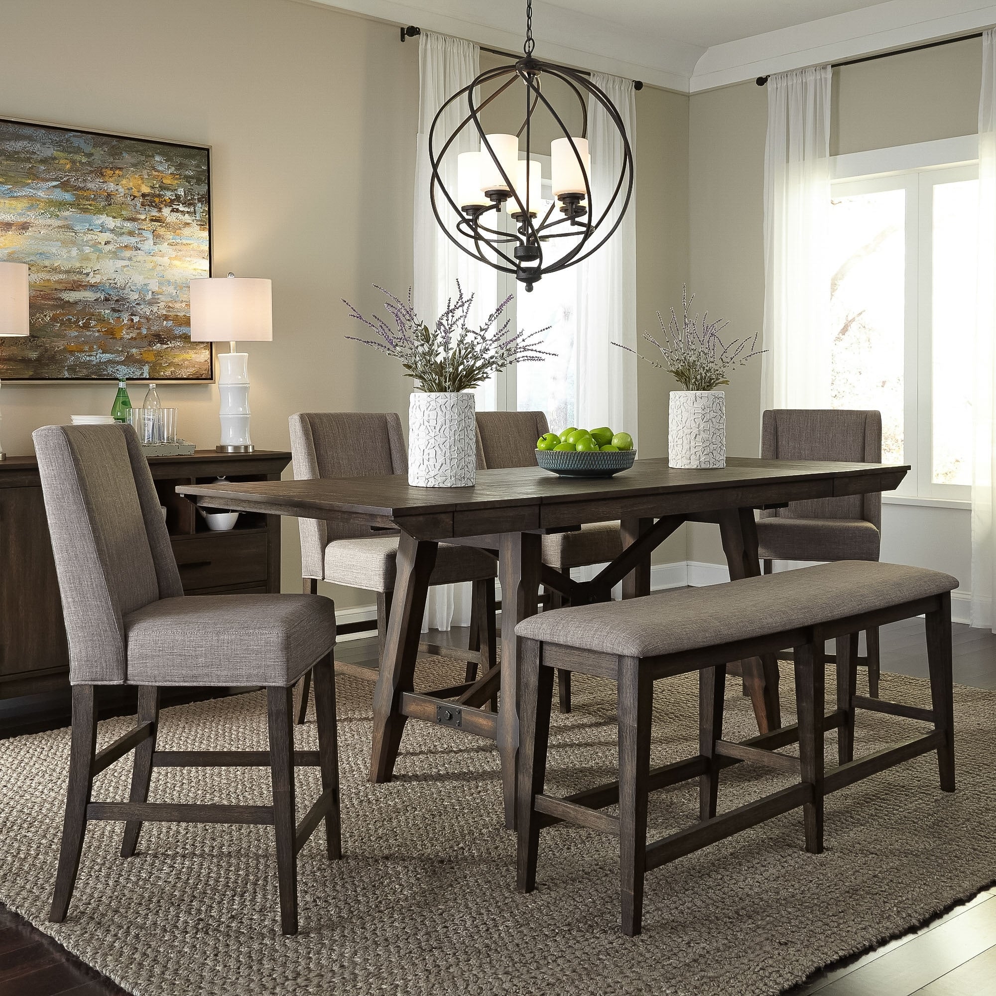 Double Bridge Opt 6 Piece Upholstered Gathering Table Set