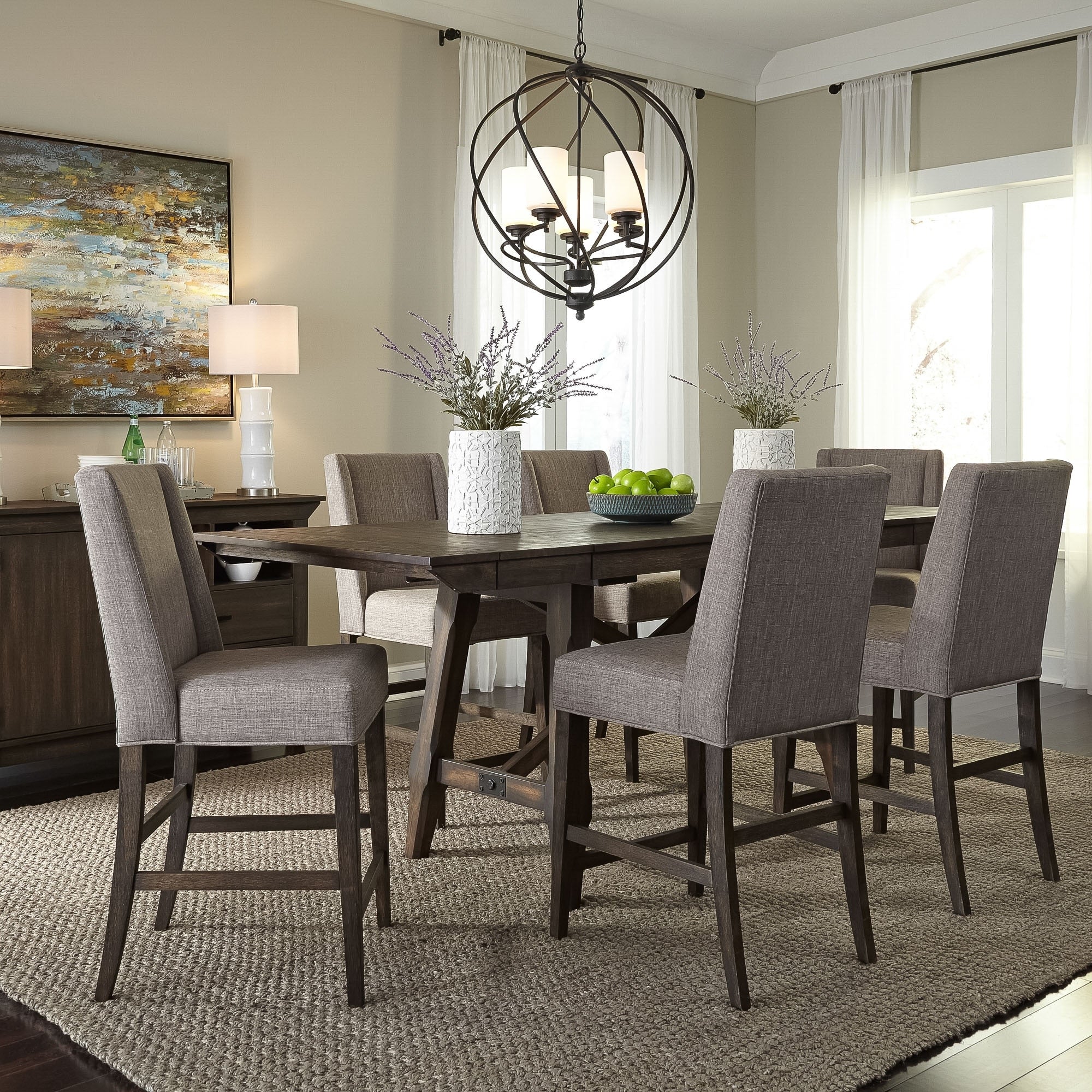 Double Bridge Opt 7 Piece Gathering Table Set With Parsons Barstools