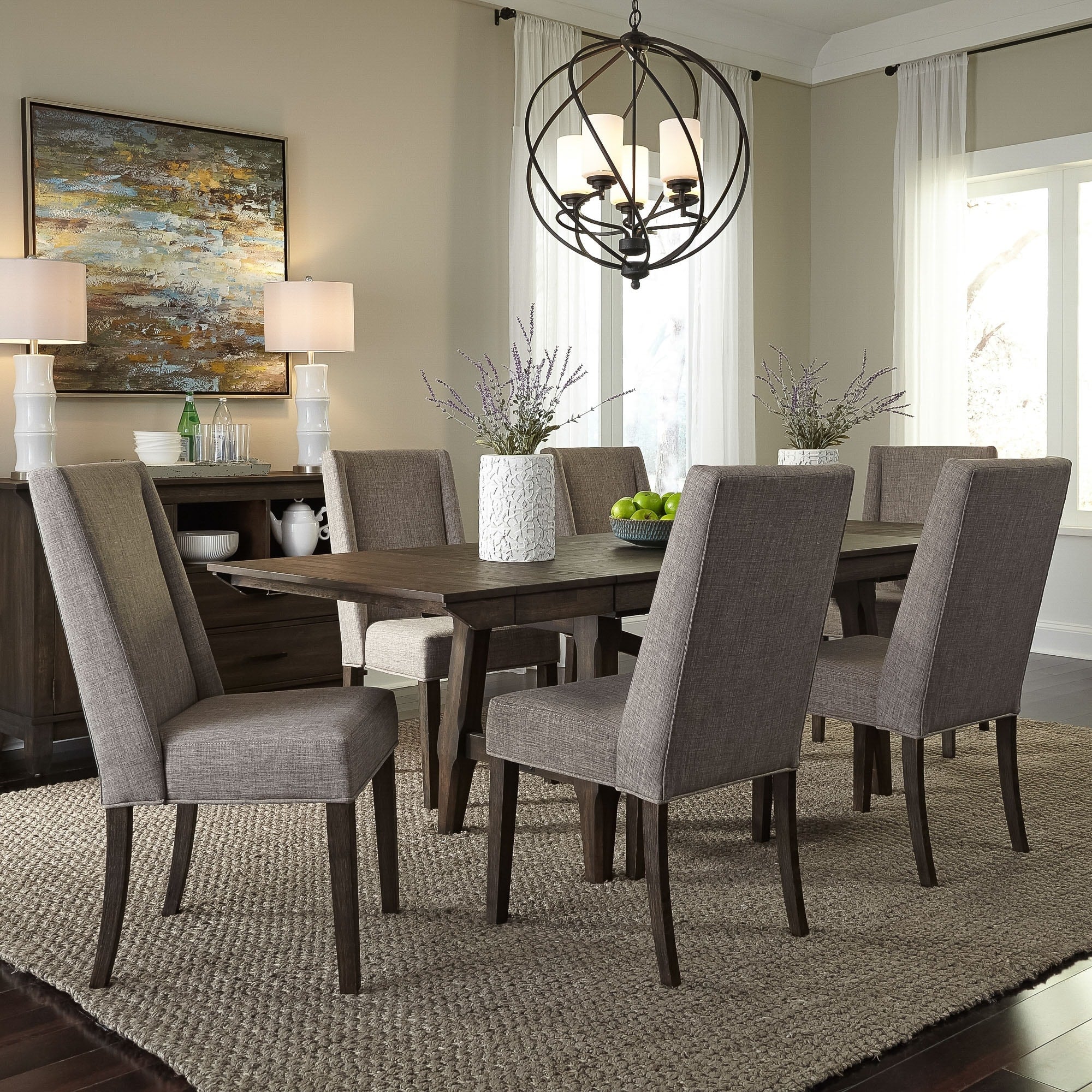 Double Bridge Opt 7 Piece Trestle Table Set With Parson Chairs