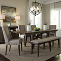 Double Bridge Opt 6 Piece Upholstered Trestle Table Set