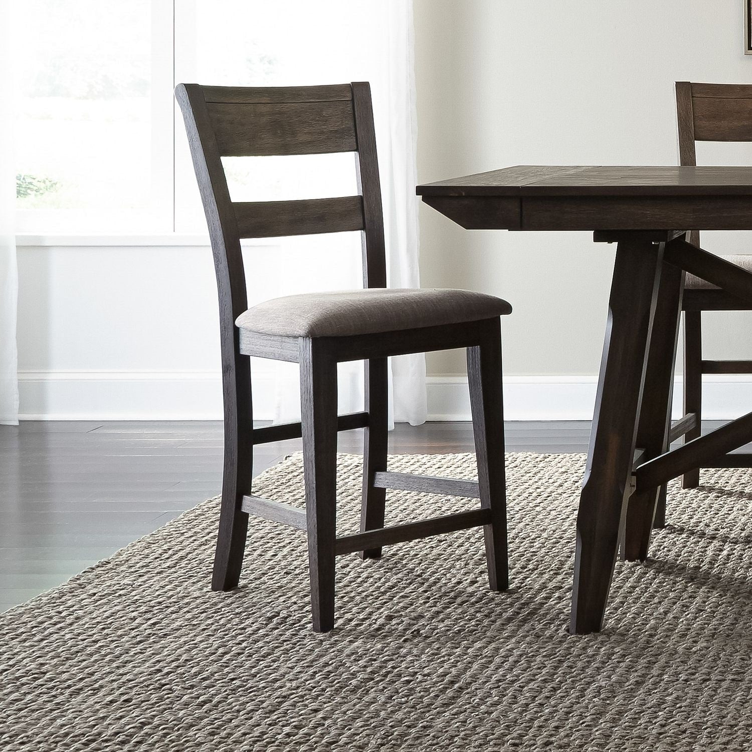 Double Bridge Dark Chestnut Ladder Back Counter Height Barstool