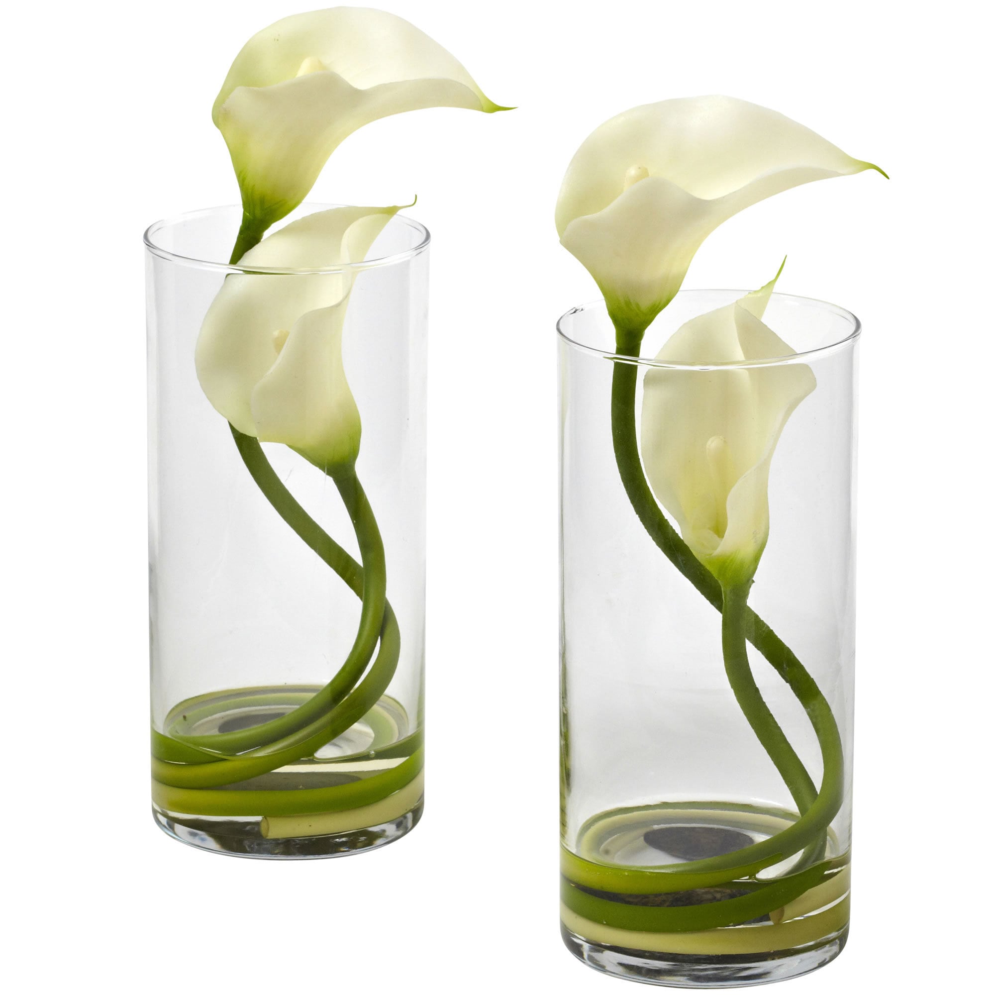 Nearly Natural Double Calla Lily With Cylinder Container Set Of 2