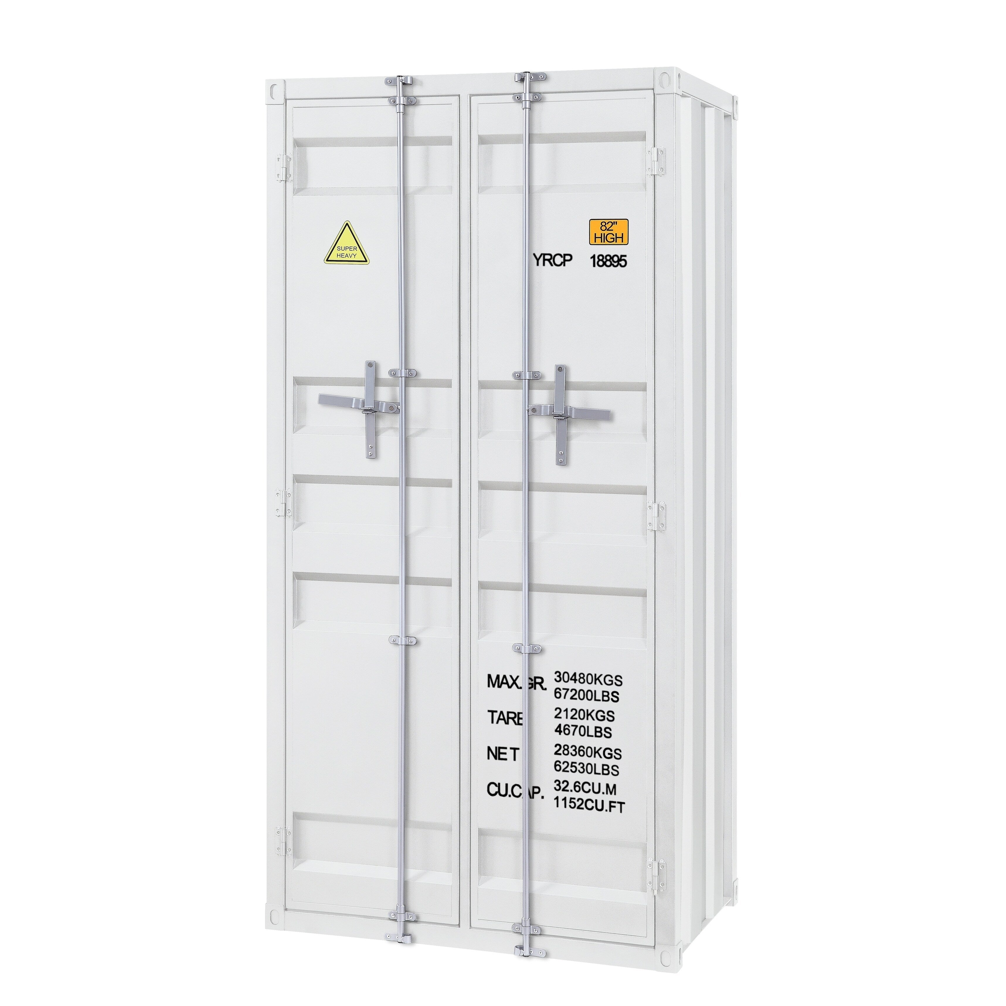 Double Door Storage Wardrobe With Recessed Panels And Cremone Bolts White