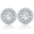 Double Halo Diamond Screw Back Studs 1 2 Carat Tw 14K White Gold