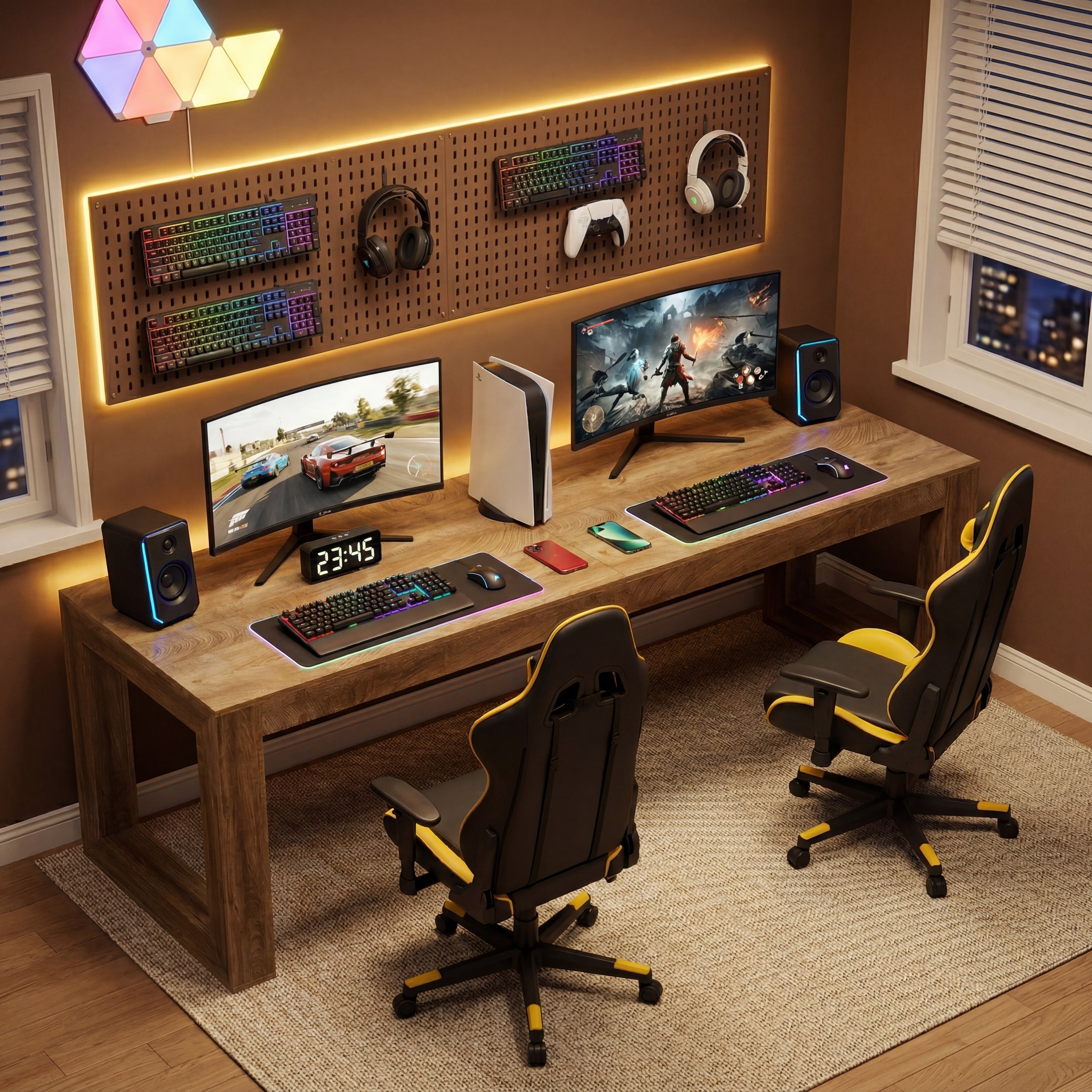 Double Home Office Desks 78.7 Two Person Computer Writing Table Executive Large Desks Workstation For Home Office