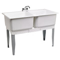 Mustee 46 In X 25 In 2 Basin White Freestanding Polypropylene Tub Utility Sink With Drain And Faucet