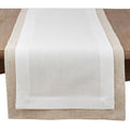 Saro Lifestyle Ivory Linen Blend Double Layer Table Runner With Thick Border Design