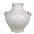 Double Lion Head Handle Jar White Crackle