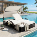 Double Outdoor Sun Lounger With Adjustable Backrest Hidden Side Table By Leisure Zone