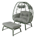 Double Patio Egg Chair With Ottoman Wicker Outdoor Egg Chair With Cushion 2 Person Lounge Chair With Footrest For Balcony