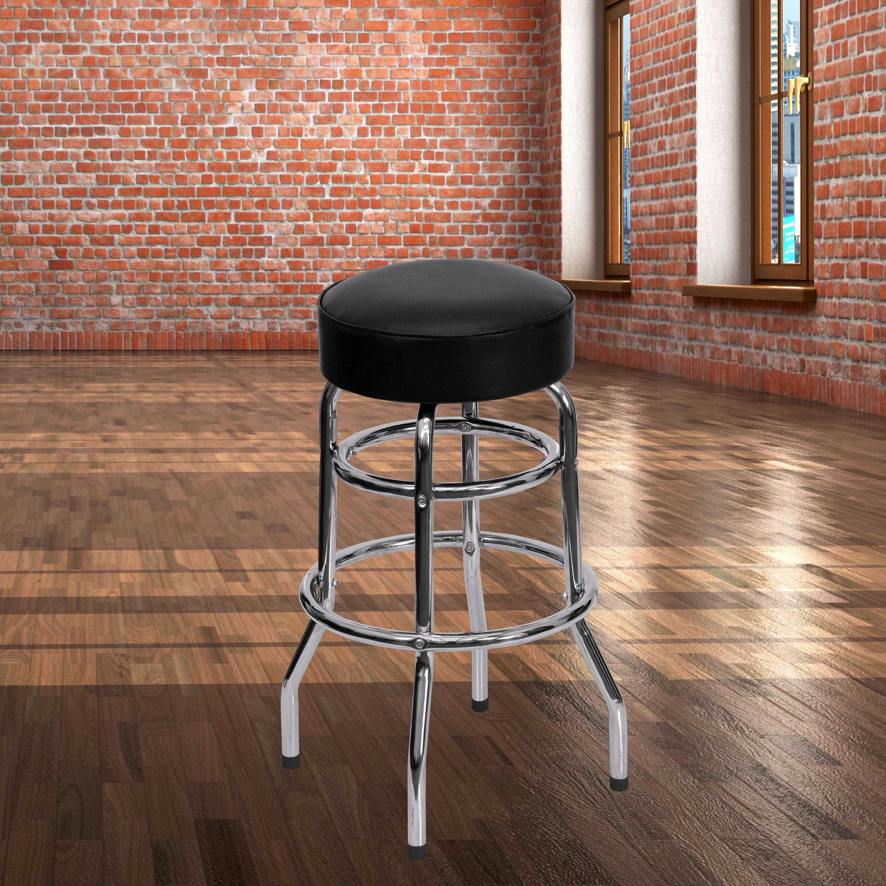 Double Ring Chrome Bar Stool